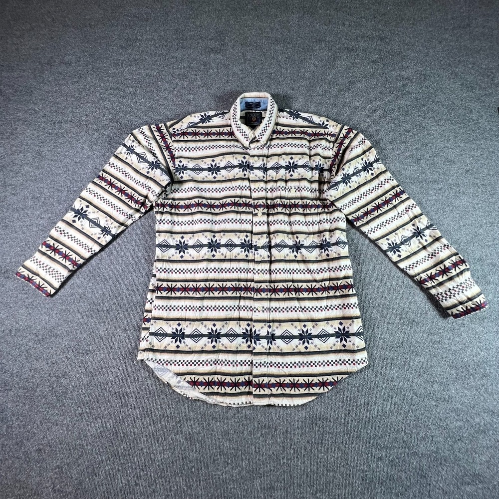 Vintage Chaps Ralph Lauren Flannel Shirt Mens Large Aztec Geometric Button Front